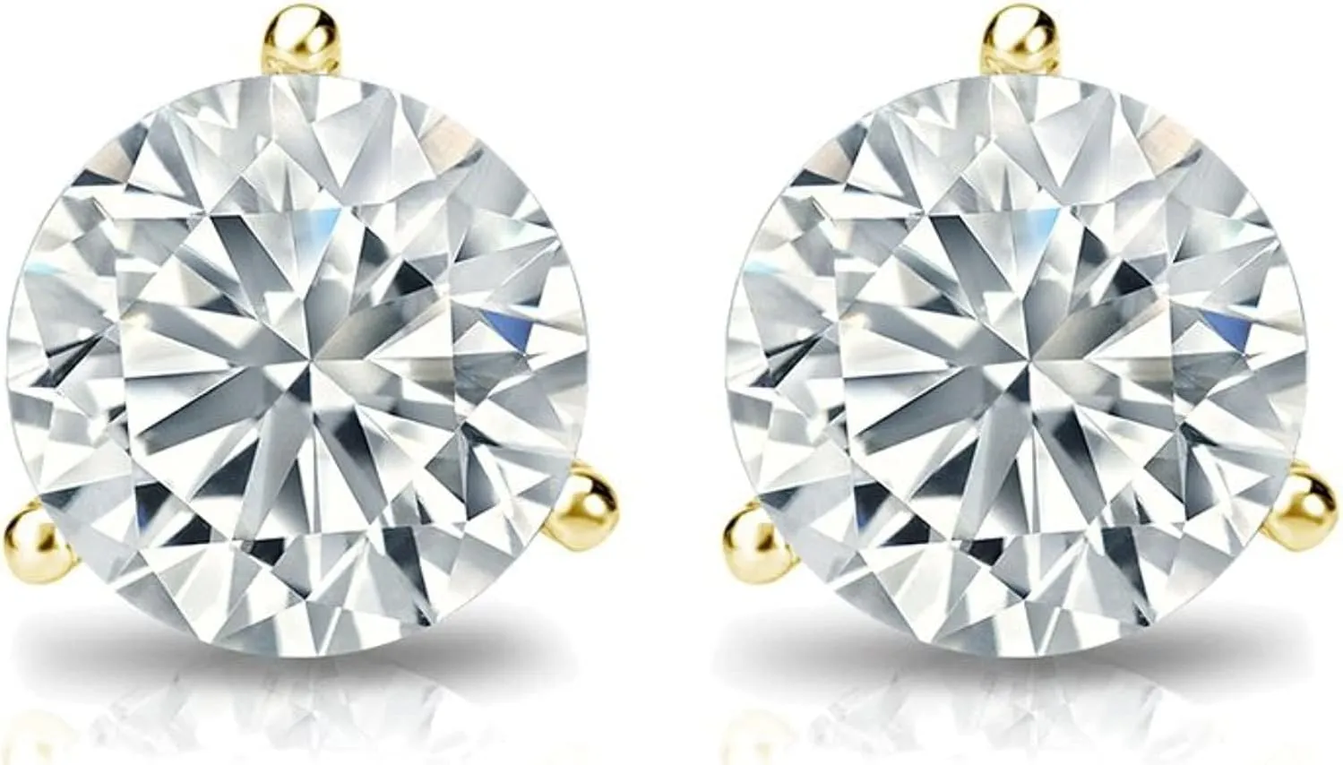 The Diamond Deal IGI Certified .50ct to 5.00 Carat Round Brilliant Lab-Grown Diamond 3-Prong Stud Earrings in 14k Yellow, White or Rose Gold With Push Back Closure