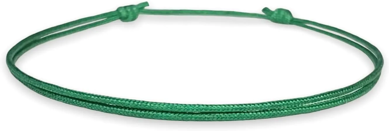 Thin Green Cord Bracelet for Men Women Teen Unisex Adult - Waterproof Nylon Surfer String Friendship Bracelets Summer Beach Accessories