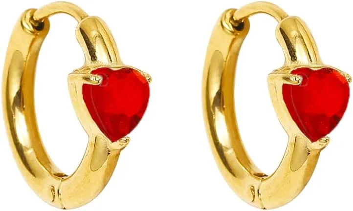 Tiny Heart Huggie Earrings Cubic Zirconia Hoop Sleeper Dainty Small Cartilage Hoops Earrings Gifts for Women Hypoallergenic Stainless Steel Christmas Birthday Wedding Jewelry