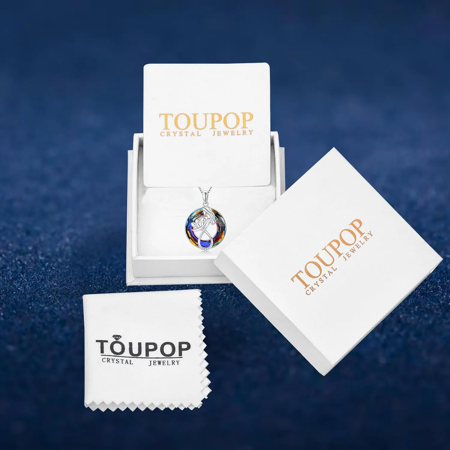 TOUPOP Mothers Day Gifts for Mom Mother of 1 to 3 Daughter/Son Necklace Sterling Silver Family Pendant Necklaces with Crystal Jewelry Birthday Gifts for Women