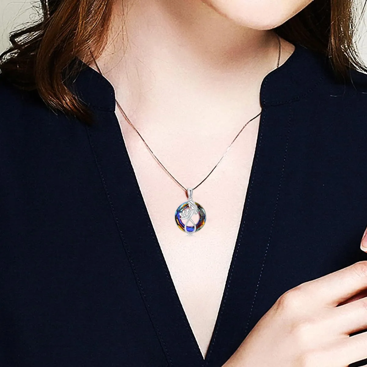 TOUPOP Mothers Day Gifts for Mom Mother of 1 to 3 Daughter/Son Necklace Sterling Silver Family Pendant Necklaces with Crystal Jewelry Birthday Gifts for Women