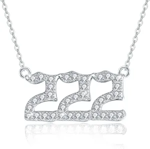 TUGHRA 222 Necklace for Women Xmas Gift 925 Sterling Silver Angel Number Necklaces Numerology Jewelry Gifts Dainty 5A Cubic Zirconia Christmas Gift for Women