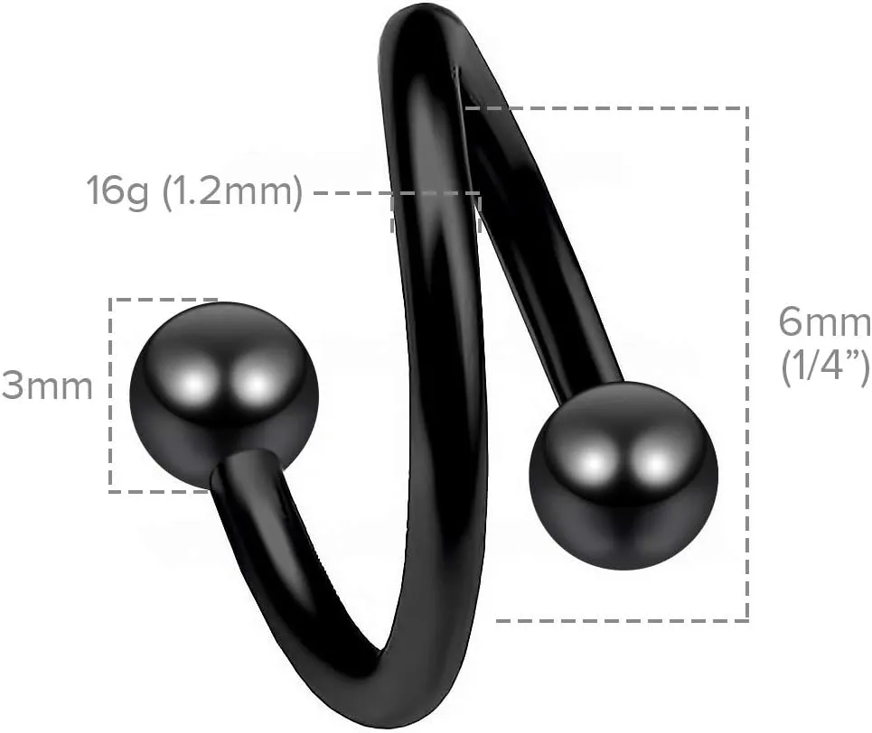 Twister Cartilage Barbell Eyebrow Spiral Belly Button Ring Helix Twist Daith Navel Hood Earring Hoop Tragus