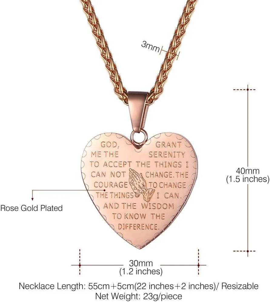 U7 Bible Verse Necklaces for Men Women Stainless Steel/18K Gold Plated Prayer Hands Coin Medal Pendant Necklace Christan Jewlery Gift (22-26Inch)