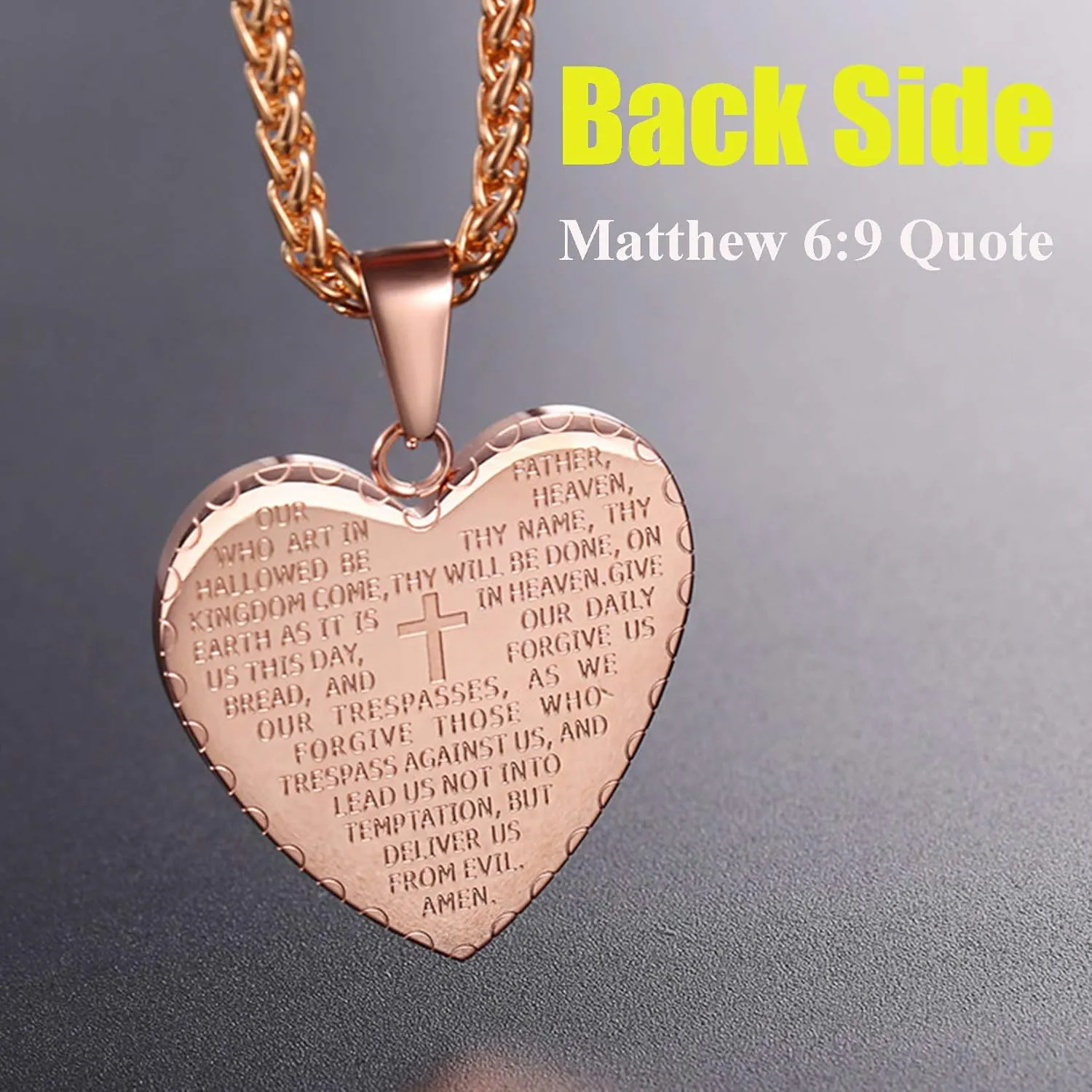 U7 Bible Verse Necklaces for Men Women Stainless Steel/18K Gold Plated Prayer Hands Coin Medal Pendant Necklace Christan Jewlery Gift (22-26Inch)