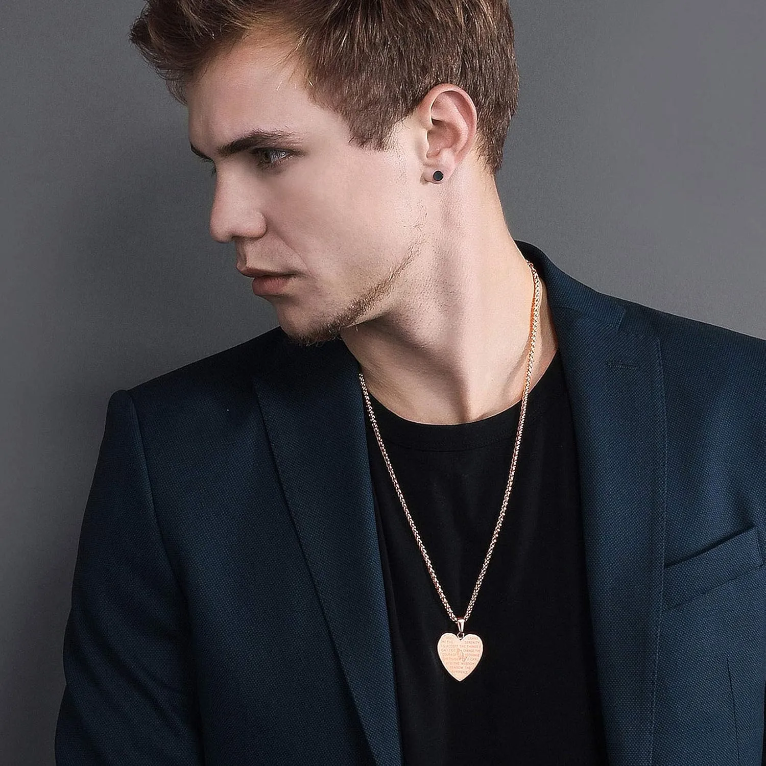 U7 Bible Verse Necklaces for Men Women Stainless Steel/18K Gold Plated Prayer Hands Coin Medal Pendant Necklace Christan Jewlery Gift (22-26Inch)