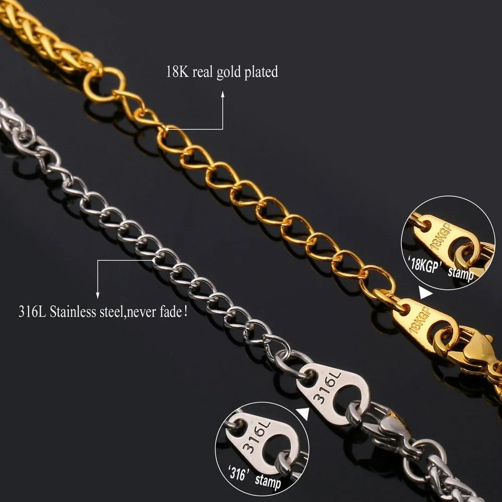 U7 Punk Necklaces Stainless Steel 18K Gold Plated Large Hip Hop Dagger/Knife/Sword/Steampunk Gear/Large Razor Blade Pendant Necklace for Men Women, Chain 22-24 Inches