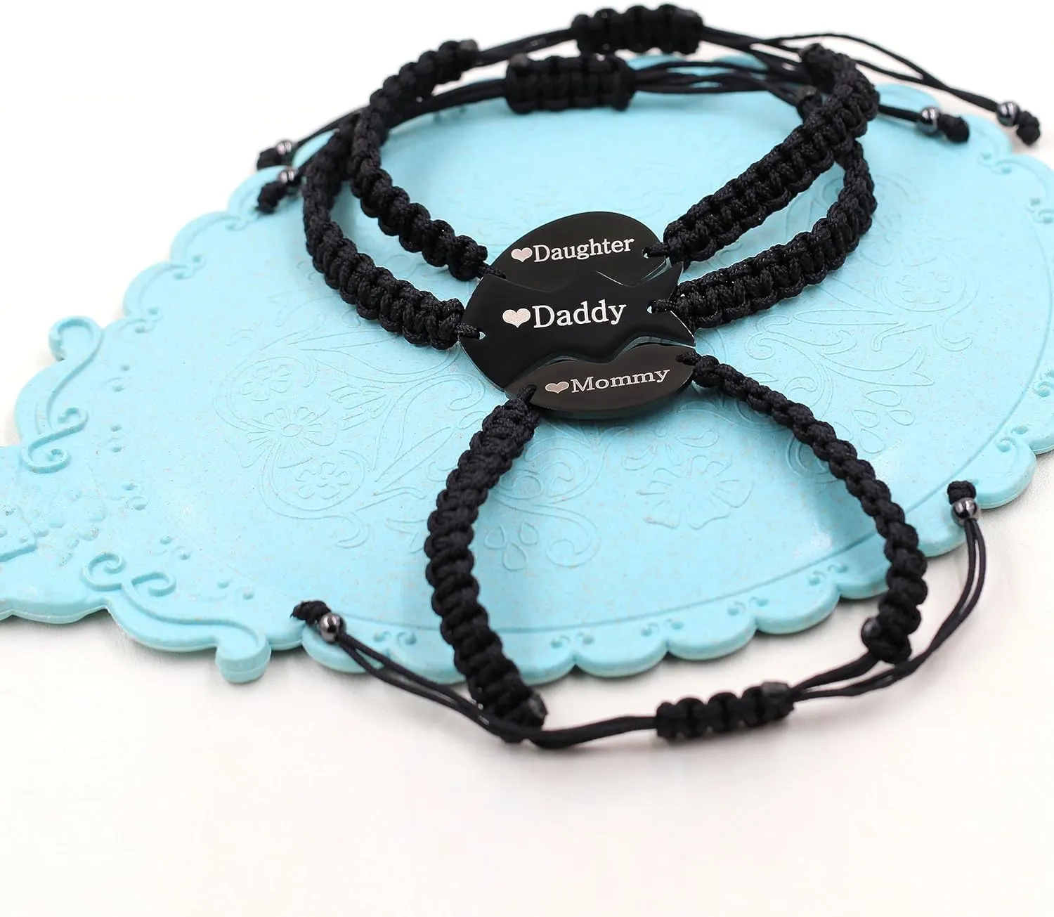 Uloveido Mom Dad Daughter Best Friends Forever Bitch 1/2/3 Family Friendship Bracelets for Mother Daddy Daughter Best Friends
