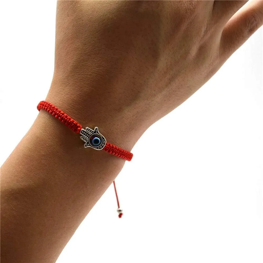 Unisex Handmade Braided Rope Lucky Red String Bracelet Hamsa Evil Eye Charm Bracelet for Women Peaceful Adjustable Couple Bracelets