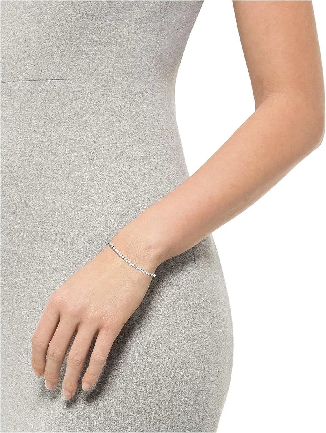 Unisex Micro Skinny Magnificent 2mm Silver Finish One Row Tennis Necklace Cubic Zirconia Choker Necklace 14-22" Bracelet 6.5-8'
