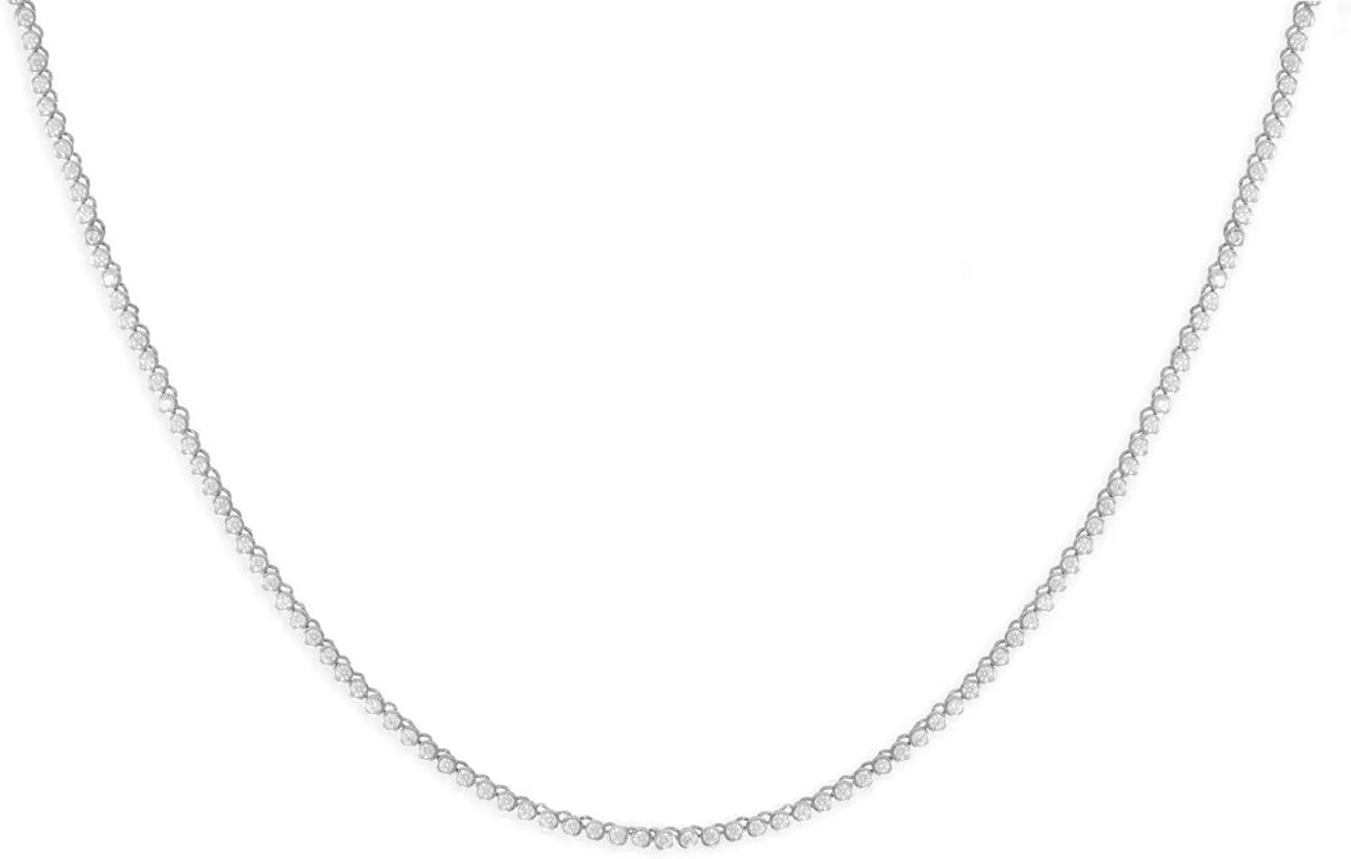 Unisex Micro Skinny Magnificent 2mm Silver Finish One Row Tennis Necklace Cubic Zirconia Choker Necklace 14-22" Bracelet 6.5-8'