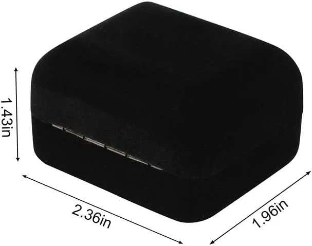 Velvet Metal Glossy Double Slot with LED Jewelry Gift Box for Proposal, Engagement, Wedding - Easy to fit into Your Pocket or Handbag - Black