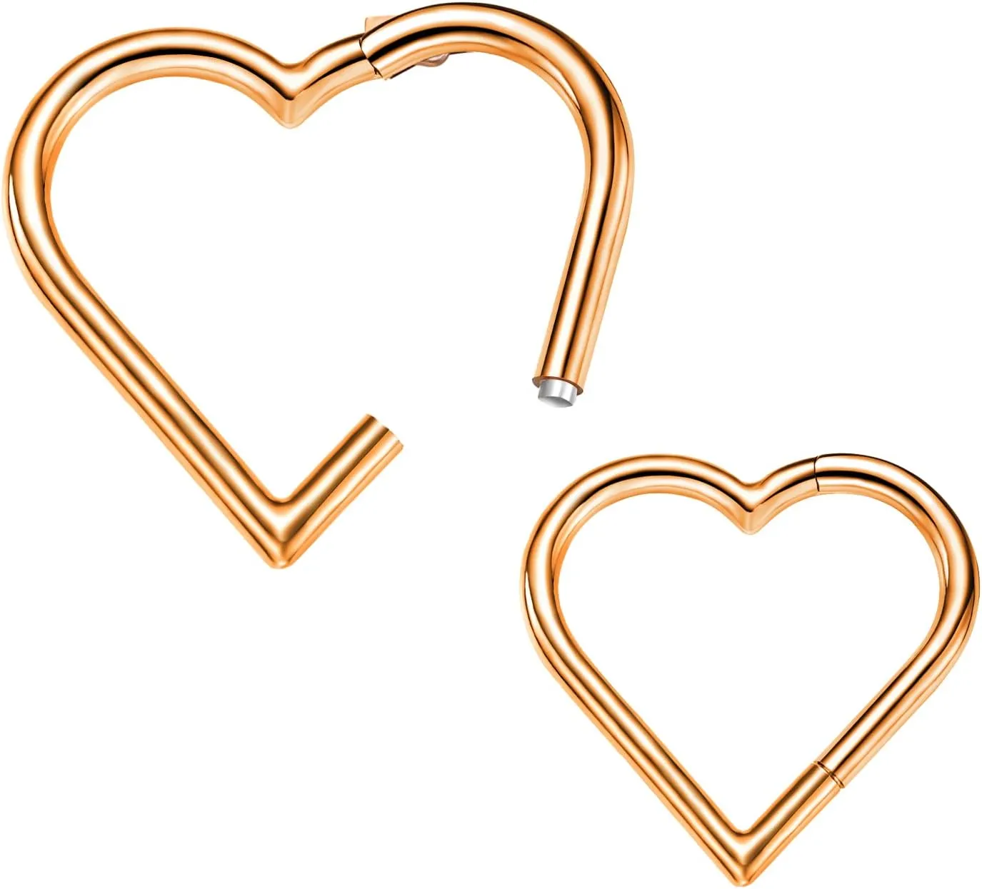VOJO 2 Pcs G23 Titanium Heart Daith Piercing Jewelry Rook Tragus Clicker Ring Cartilage Earrings 16G