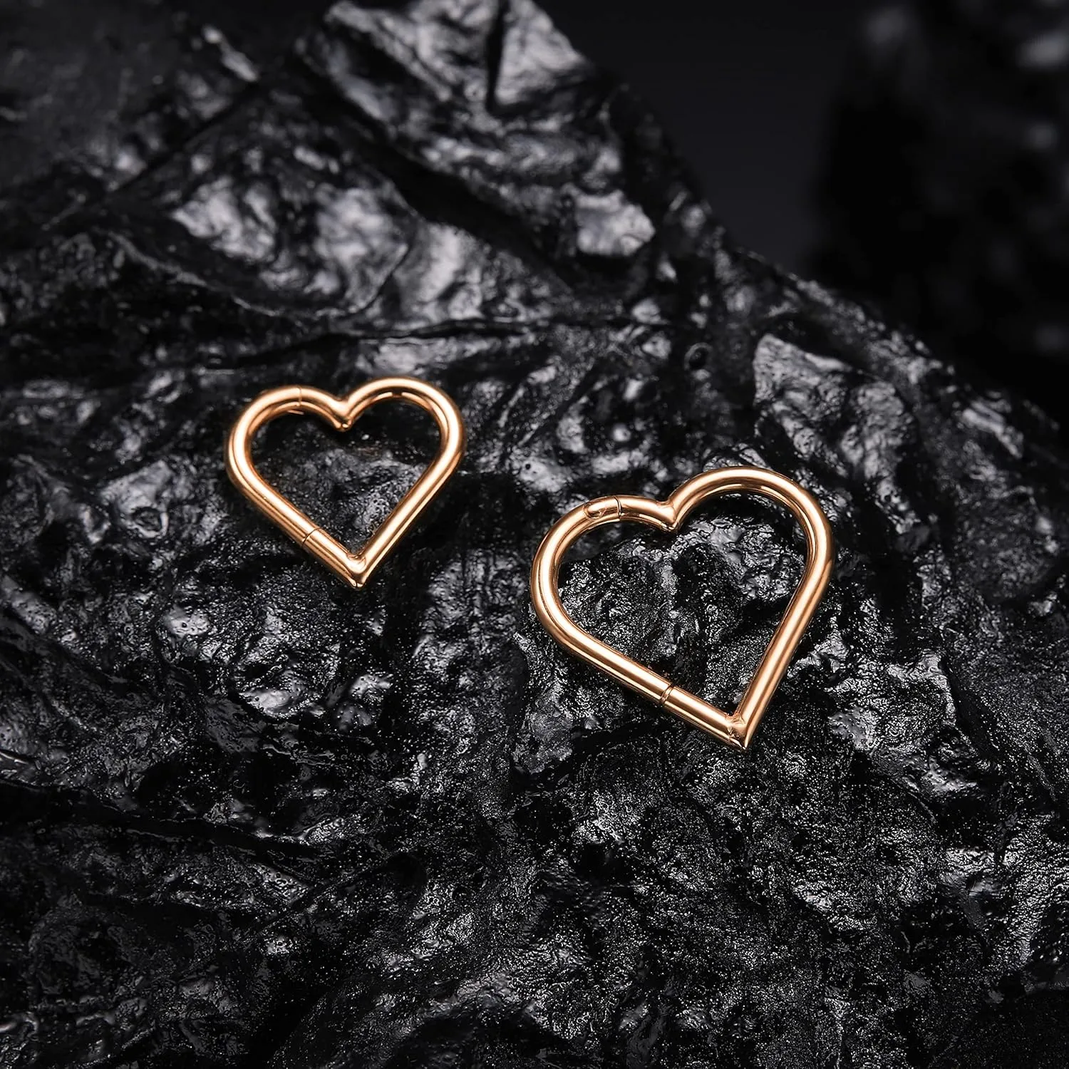 VOJO 2 Pcs G23 Titanium Heart Daith Piercing Jewelry Rook Tragus Clicker Ring Cartilage Earrings 16G