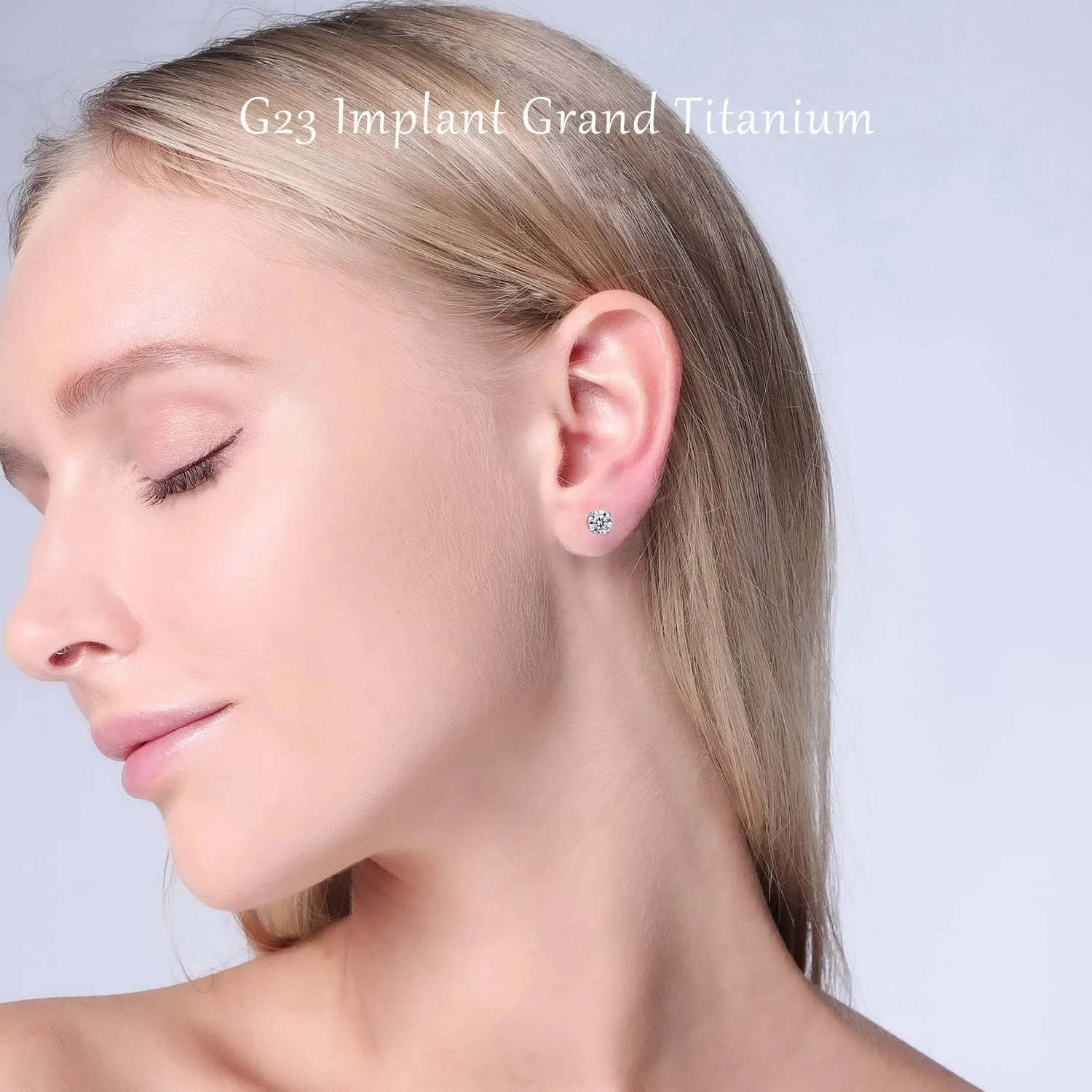VOJO G23 Titanium Cubic Zirconia Earrings Studs for Sensitive Ears Hypoallergenic Birthstone Diamond Tiny Stud Earrings for Women