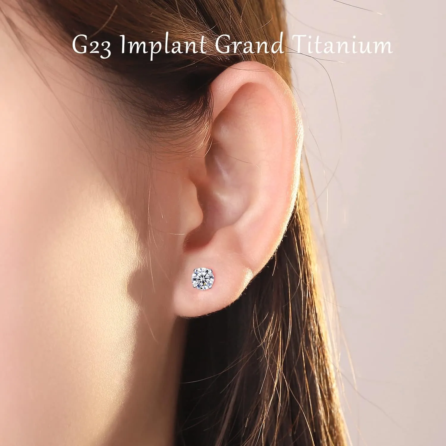 VOJO G23 Titanium Cubic Zirconia Earrings Studs for Sensitive Ears Hypoallergenic Birthstone Diamond Tiny Stud Earrings for Women