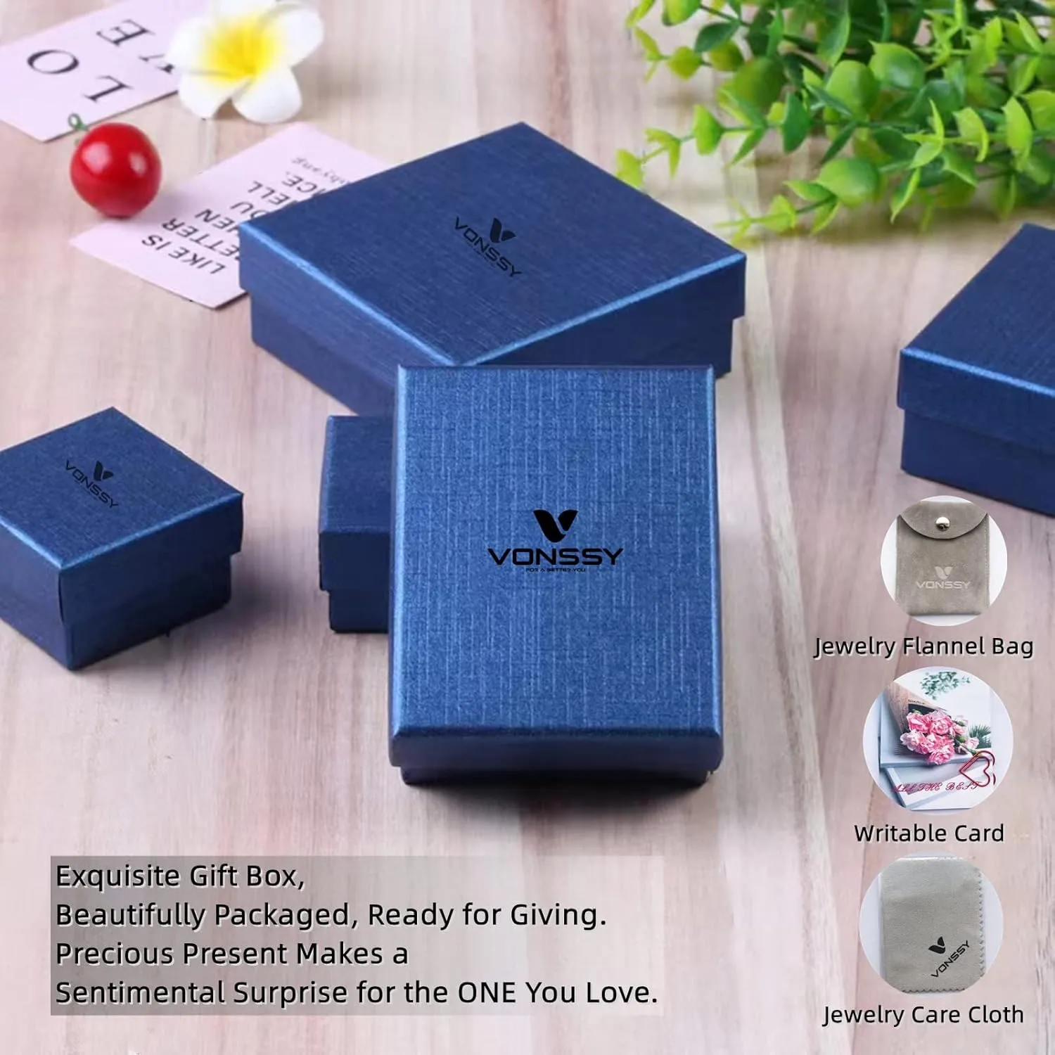 VONSSY Hypoallergenic Gemstone Stud Earrings, Brilliant Cubic Zirconia Crystal Earrings, 925 Silver Posts Nickel Free, Created Diamond Square Earrings Jewelry Gift for Women Wife Mother Daughter
