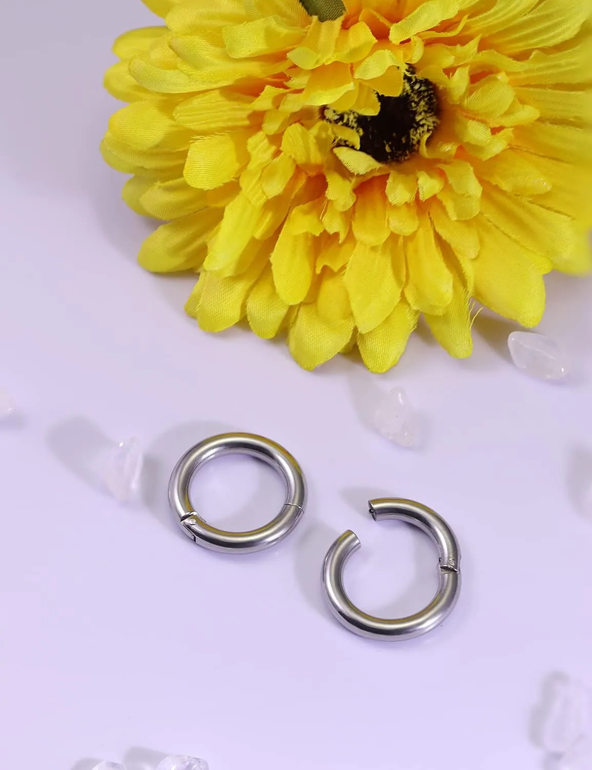 Vsnnsns 2G 4G 6G 8G 12G Septum Rings Surgical Steel Heavy Gauges Earrings for Stretching Hinged Segment Clicker Septum Nose Rings Weights Earrings Hoops Diameter 14mm 16mm 19mm Silver
