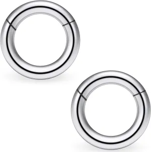 Vsnnsns 2G 4G 6G 8G 12G Septum Rings Surgical Steel Heavy Gauges Earrings for Stretching Hinged Segment Clicker Septum Nose Rings Weights Earrings Hoops Diameter 14mm 16mm 19mm Silver
