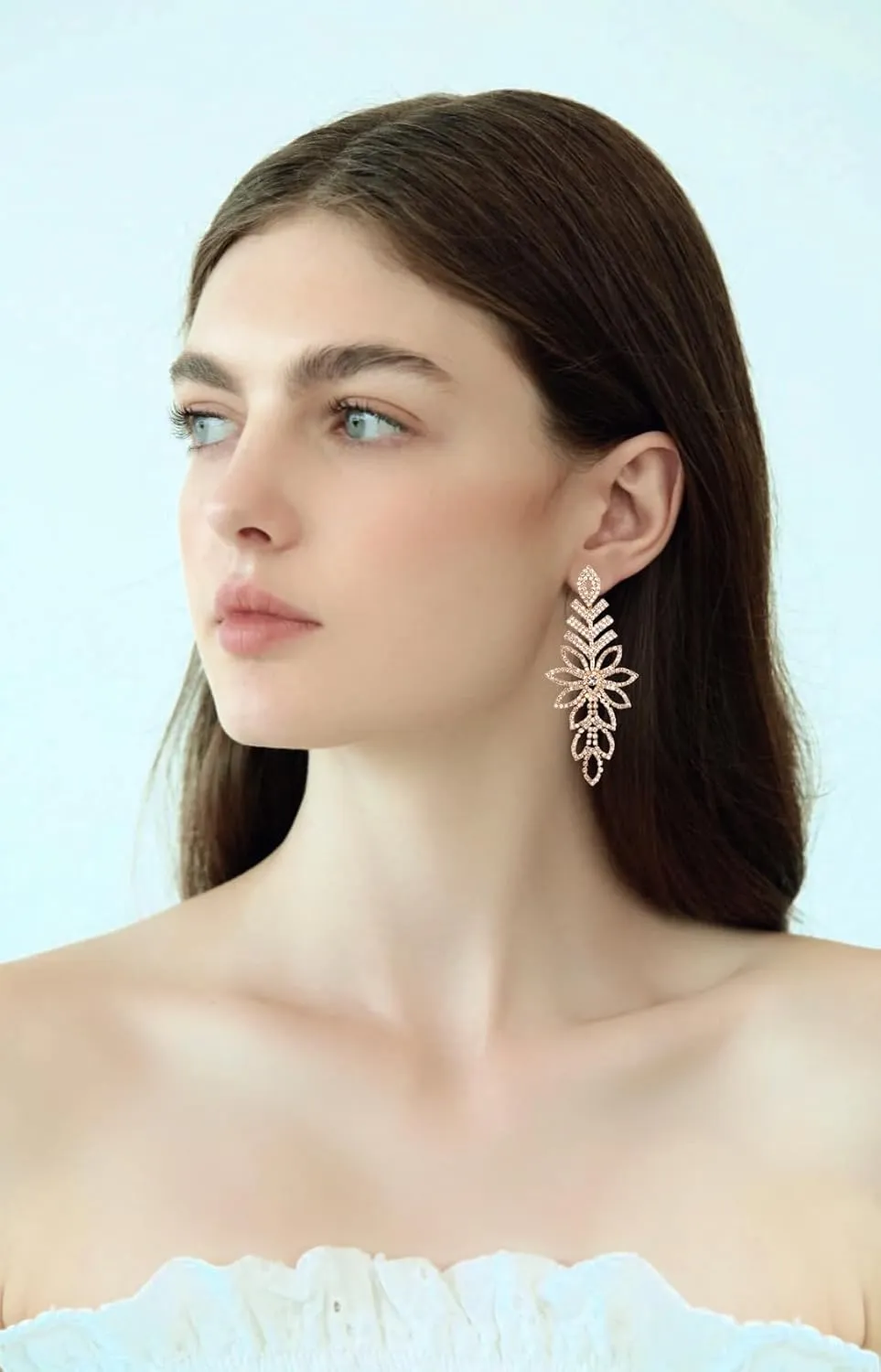 Wedding Sparkly Austrian Crystal Rhinestone Drop Dangle Earrings for Women Prom Party Bidal