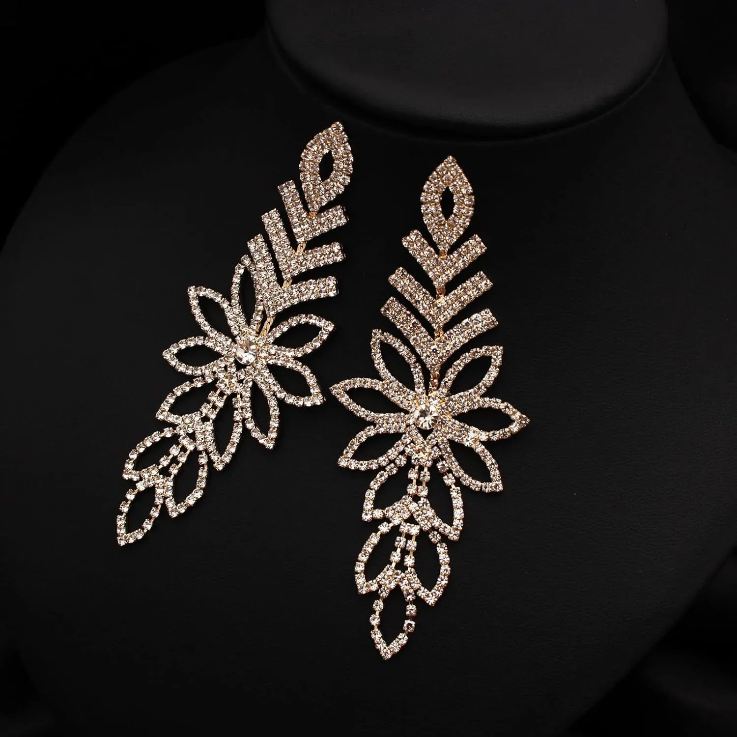 Wedding Sparkly Austrian Crystal Rhinestone Drop Dangle Earrings for Women Prom Party Bidal