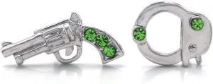 Western Dual Revolver Pistol Gun Hand Cuffs Stud Post Earrings