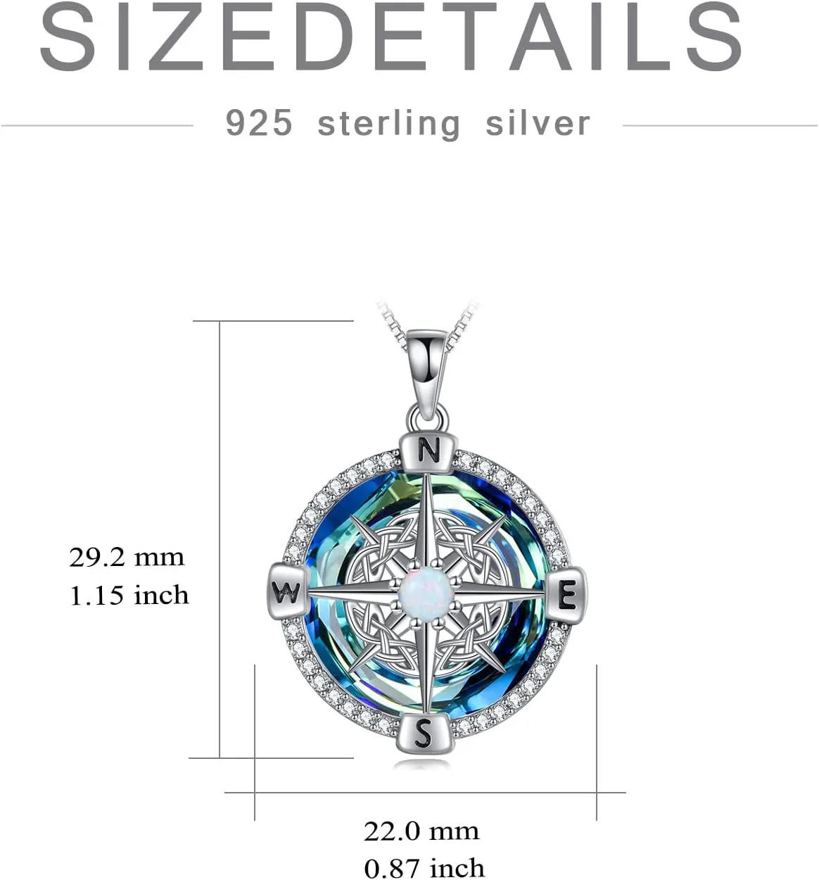 WINNICACA Compass Necklace for Women Sterling Silver Compass Pendant Jewelry with Crystal Graduation Gift for Women Compass Gifts for Teen Girls