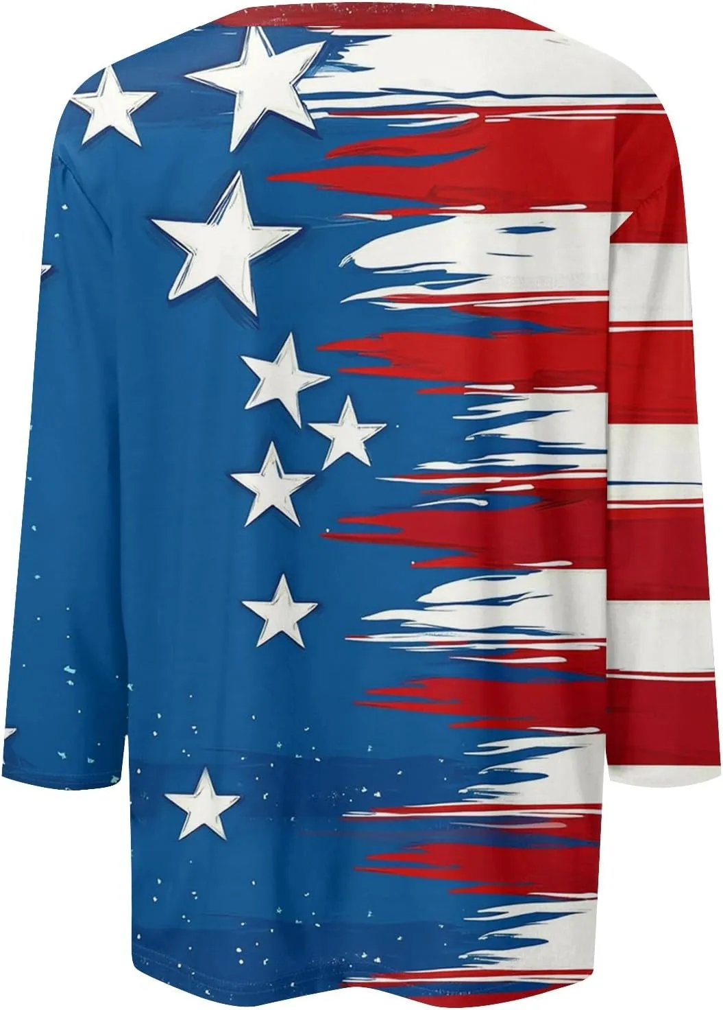 Womens 4Th of July Shirts Tops Plus Size American Flag Tshirt 3/4 Length Sleeve Trendy Oversized Sweatshirts Blouses