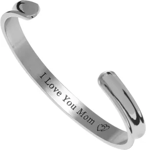 Womens Inspirational Cuff Bracelets, Stainless Steel Bangle Bracelet, Inspire Jewelry Gift for Her Birthday Graduation Back to School BBF Bracelet
