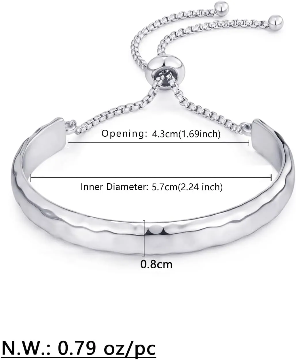 WOWORAMA Adjustable Slider Bracelets for Women Bar Friendship Bangle Bracelet for Women Gold/White Gold/Rose Gold Bolo Bracelet