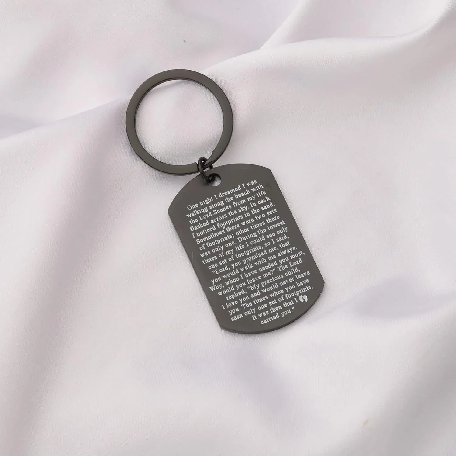WSNANG Footprints Keychain Prayer Keychain Cross Pendant Necklace Religious Jewelry Christian Present
