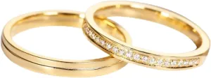 Wycian Ring Sets, Natural Diamond Anniversary Ring 18K Yellow Gold White Round Diamond Channel Band for Couple Women Mother's Day
