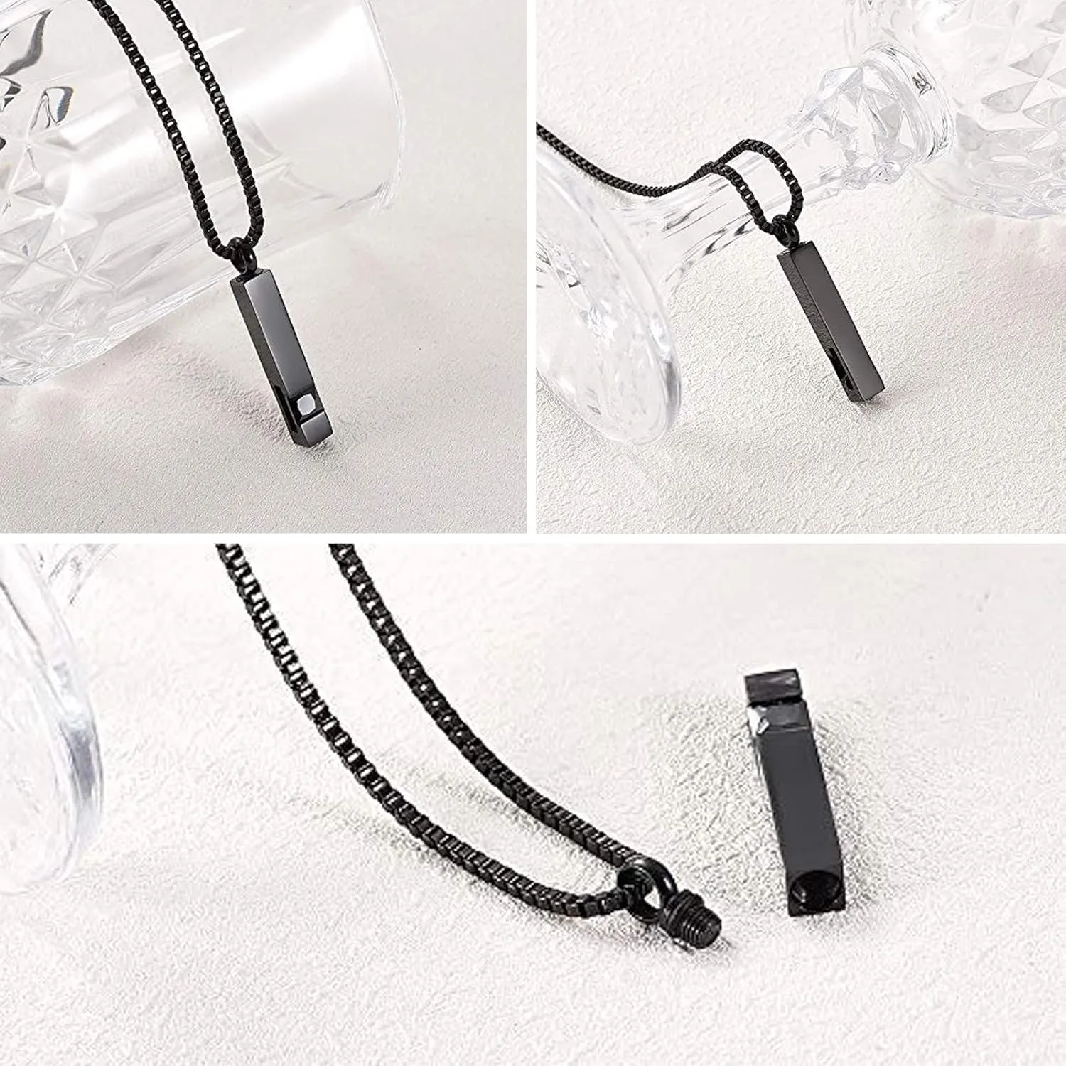 XSMZB Crystal Cremation Urn Jewelry Cube Memorial Ashes Necklace Pendant Keepsake- Black Birthstone Series