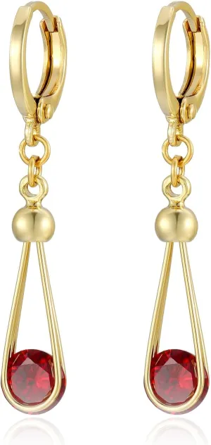 XUPING Hoop Earrings for Women Trendy Dangle Crystal Small Huggie 14k Gold Plated Cubic Zirconia Hypoallergenic Earring Jewelry