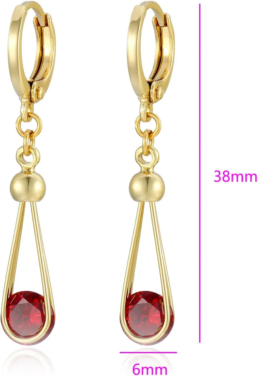 XUPING Hoop Earrings for Women Trendy Dangle Crystal Small Huggie 14k Gold Plated Cubic Zirconia Hypoallergenic Earring Jewelry