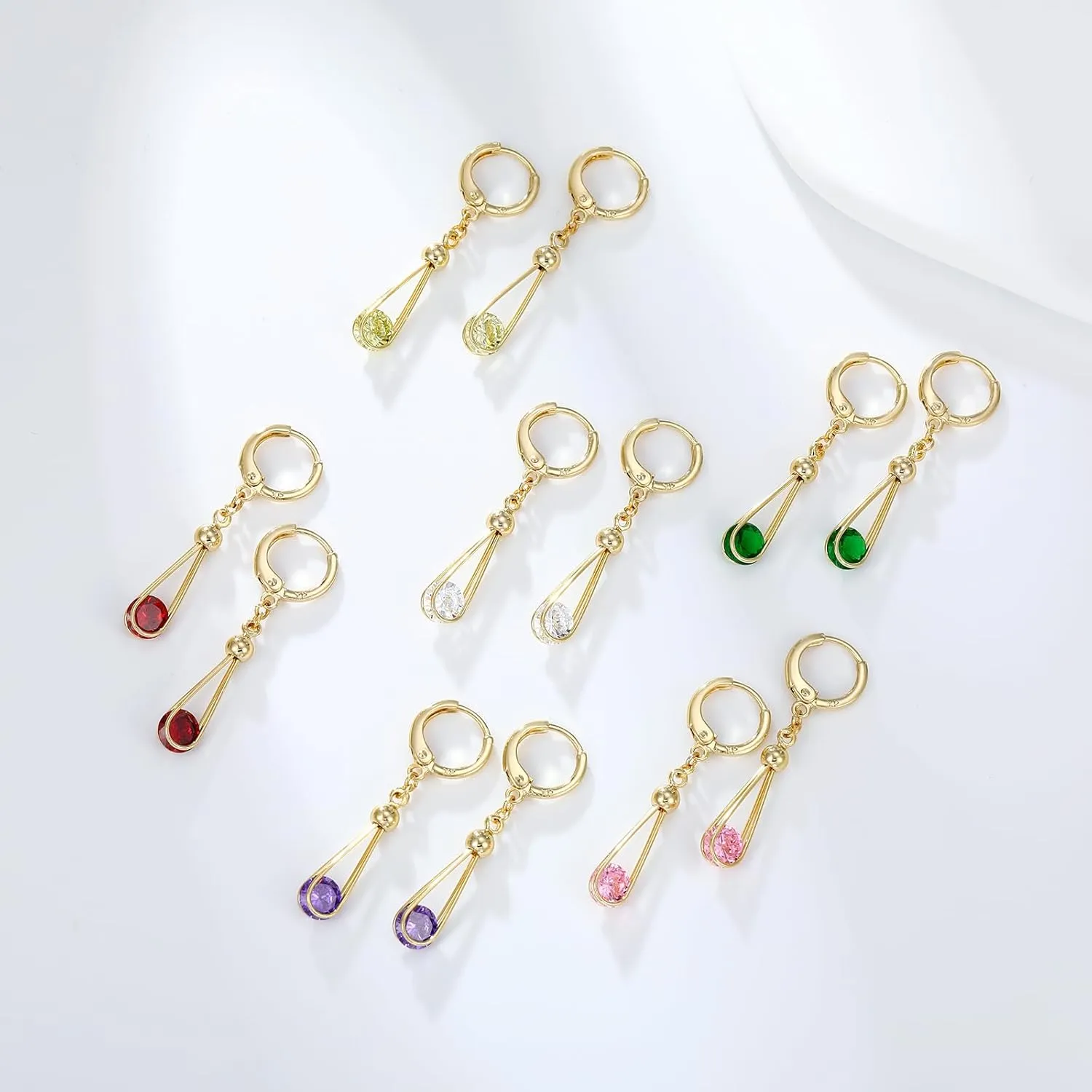 XUPING Hoop Earrings for Women Trendy Dangle Crystal Small Huggie 14k Gold Plated Cubic Zirconia Hypoallergenic Earring Jewelry
