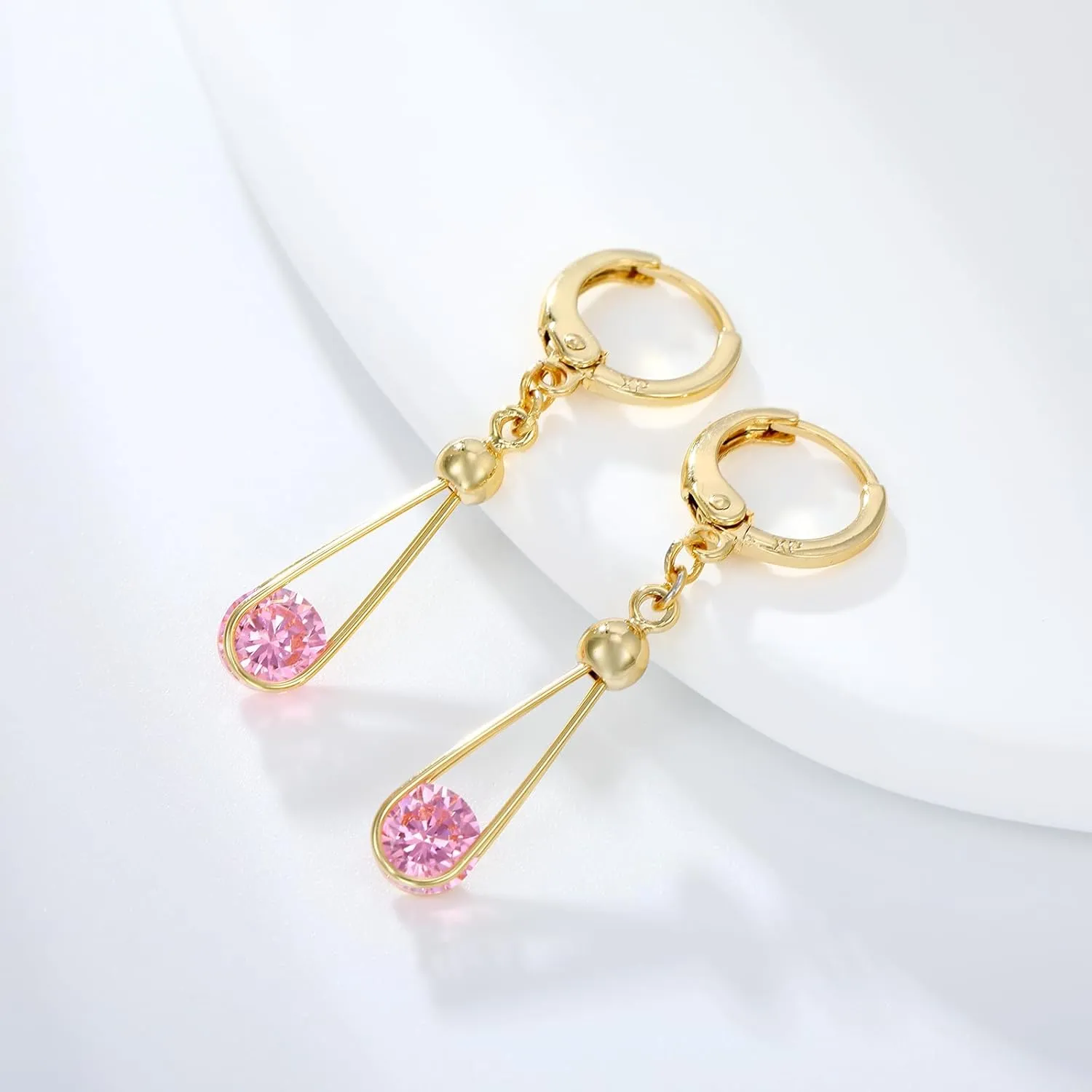 XUPING Hoop Earrings for Women Trendy Dangle Crystal Small Huggie 14k Gold Plated Cubic Zirconia Hypoallergenic Earring Jewelry