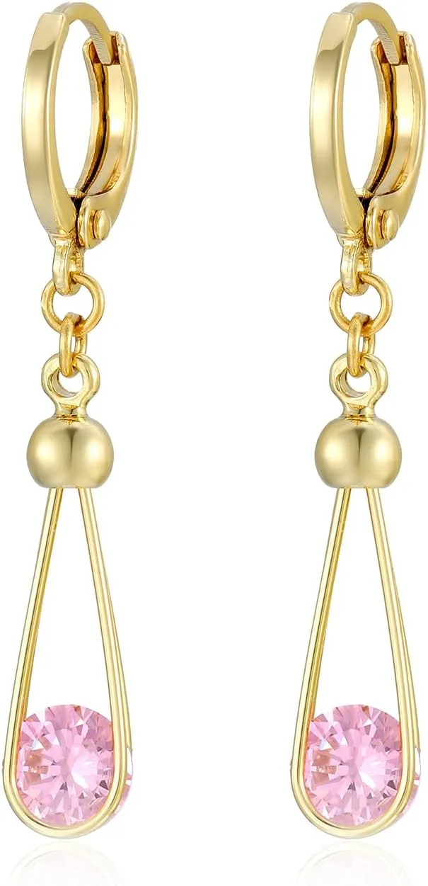 XUPING Hoop Earrings for Women Trendy Dangle Crystal Small Huggie 14k Gold Plated Cubic Zirconia Hypoallergenic Earring Jewelry