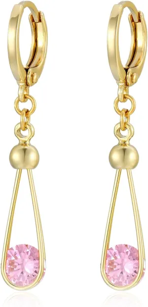 XUPING Hoop Earrings for Women Trendy Dangle Crystal Small Huggie 14k Gold Plated Cubic Zirconia Hypoallergenic Earring Jewelry