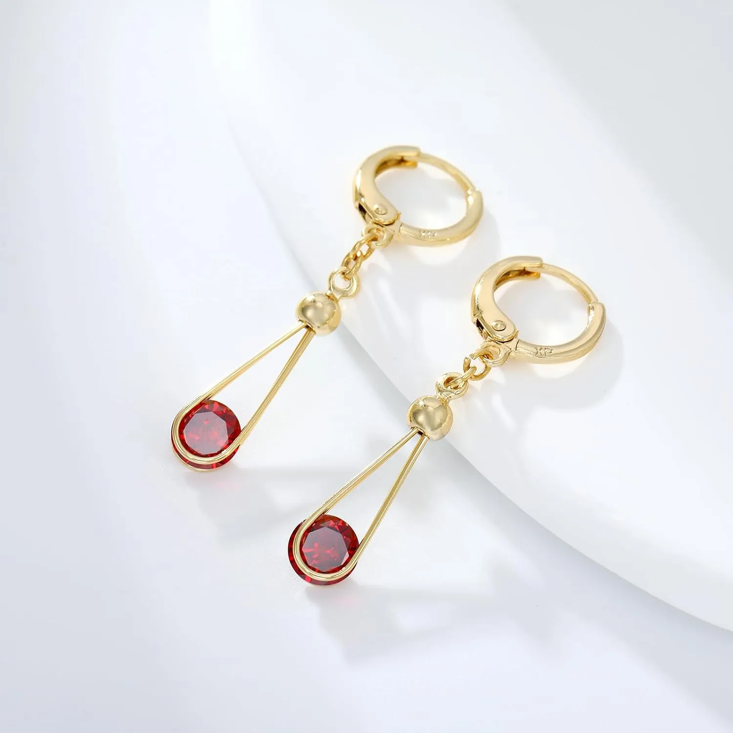 XUPING Hoop Earrings for Women Trendy Dangle Crystal Small Huggie 14k Gold Plated Cubic Zirconia Hypoallergenic Earring Jewelry
