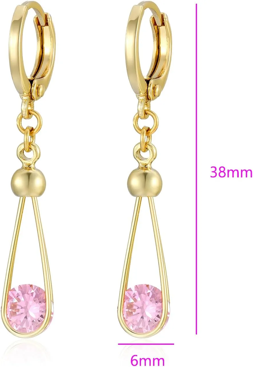 XUPING Hoop Earrings for Women Trendy Dangle Crystal Small Huggie 14k Gold Plated Cubic Zirconia Hypoallergenic Earring Jewelry