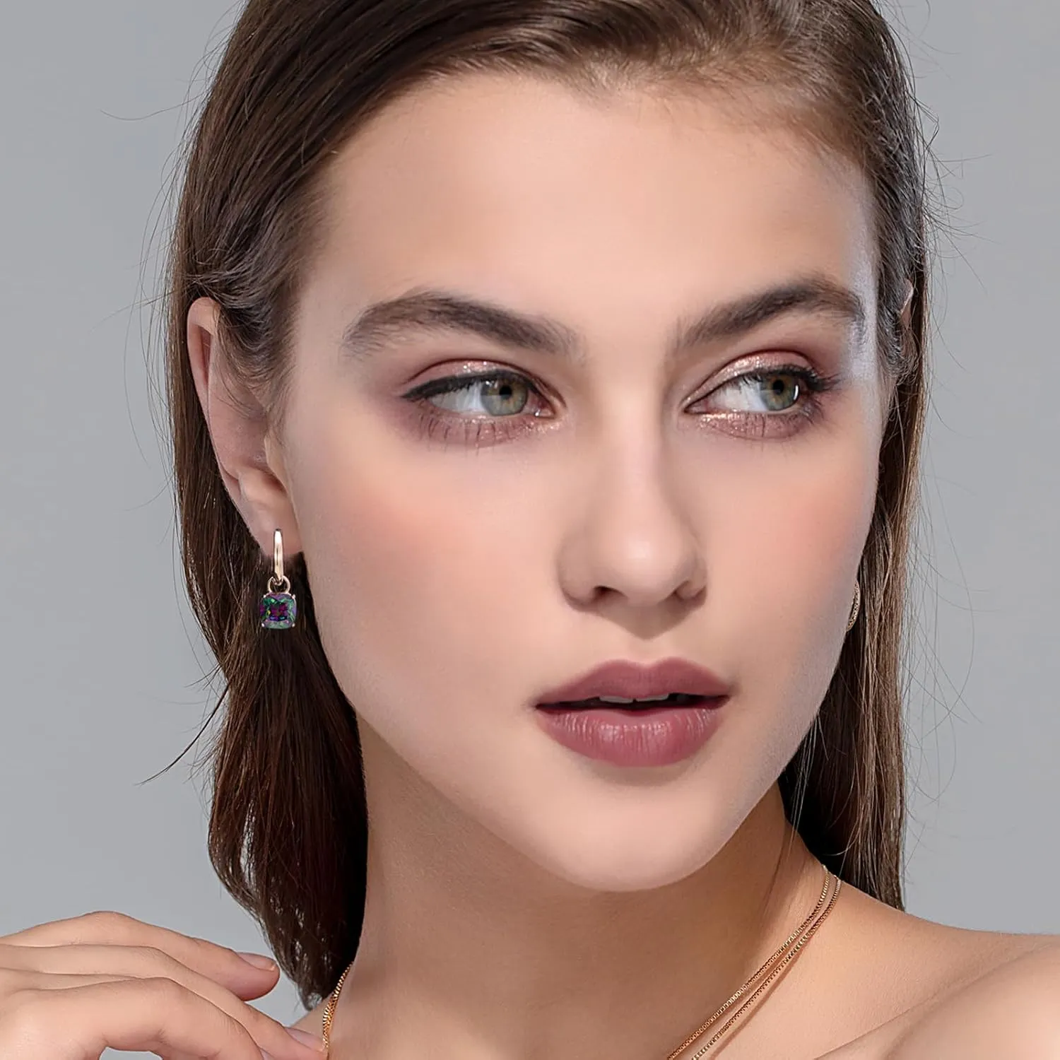 XUPING Small Huggie Earrings Dangle Crystal Hoop Earrings 14k Gold Plated Hypoallergenic Earrings
