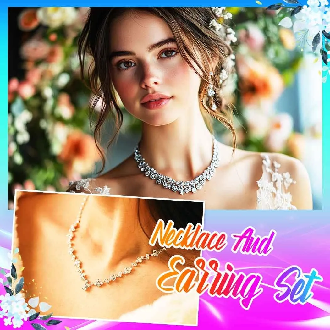 Yean Bride Silver Bridal Necklace Earrings Set Crystal Wedding Jewelry Set Rhinestone Choker Necklace for Women and Girls