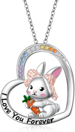 Yearace Animal Necklace for Women 925 Sterling Silver Cat Robin Bird Bunny Pendant Cute Animal Jewelry Gifts for Daughter Birthday Christmas Gift