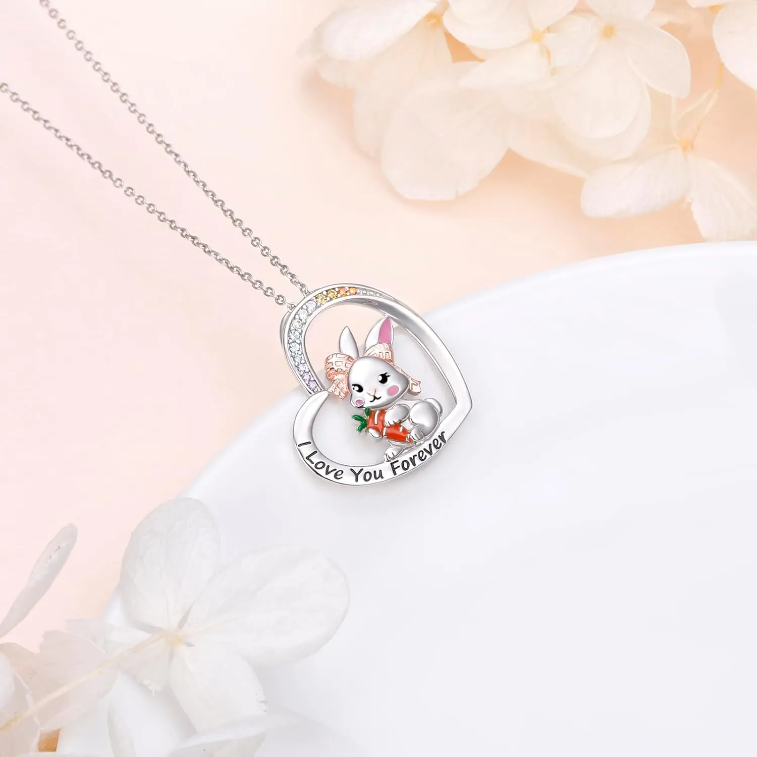 Yearace Animal Necklace for Women 925 Sterling Silver Cat Robin Bird Bunny Pendant Cute Animal Jewelry Gifts for Daughter Birthday Christmas Gift