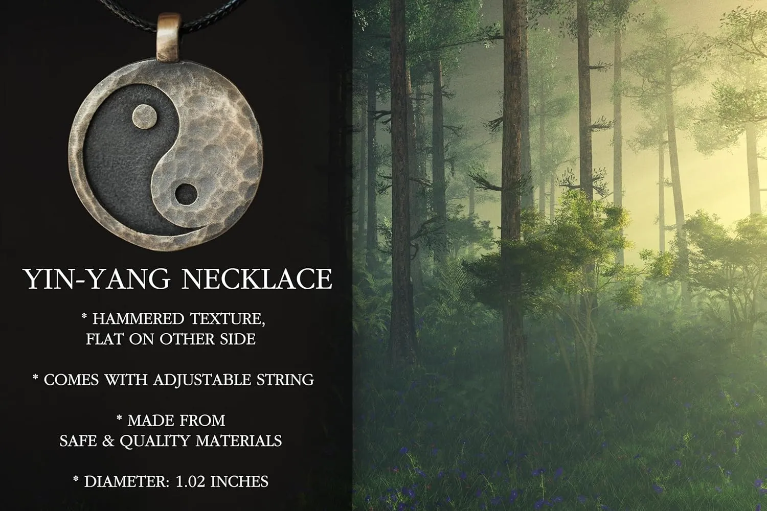 Yin Yang Necklace Ancient Pendant Jewelry - Yin and Yang Necklaces - Ying Yang Symbol - Yin Yang Necklace for Men Women - Yin Yang Gifts - Ying Yang Jewelry - Brass Necklace