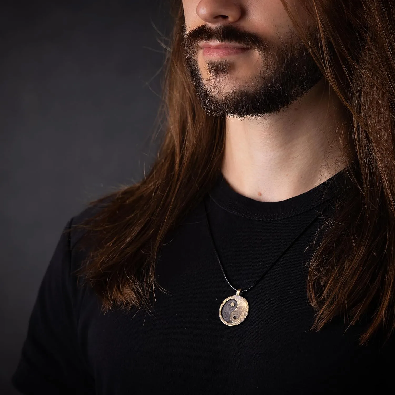 Yin Yang Necklace Ancient Pendant Jewelry - Yin and Yang Necklaces - Ying Yang Symbol - Yin Yang Necklace for Men Women - Yin Yang Gifts - Ying Yang Jewelry - Brass Necklace