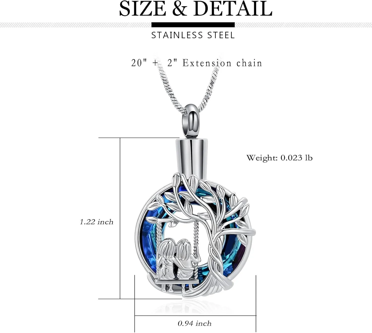 Yinplsmemory Cremation Jewelry for Ashes for Sister Tree of Life Urn Necklace for Ashes for Women Ashes Keepsake Jewelry