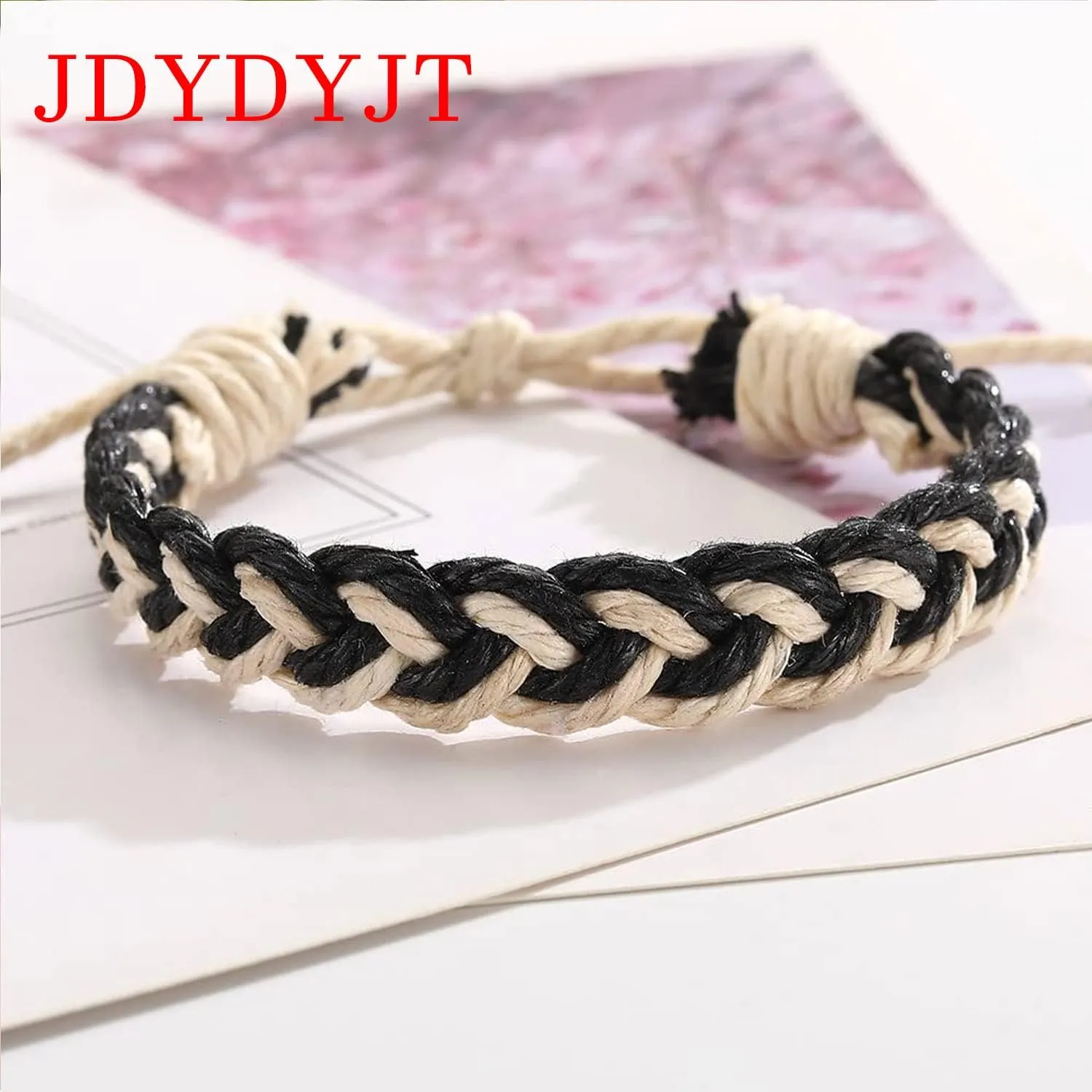 YJT JDYDYJT Hemp Bracelet Set Handmade Braided Woven Friendship Bracelets for Bulk Men Women's Anklet Bracelet Adjustable 16-18cm