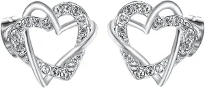 Yoursfs Knotted Heart Cubic Zirconia Stud Earrings White Gold Plated Earrings Twisted Two Hearts Silver Jewelry